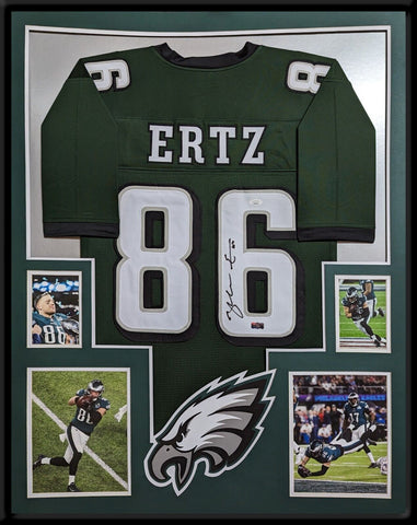 FRAMED PHILADELPHIA EAGLES ZACH ERTZ AUTOGRAPHED JERSEY JSA COA
