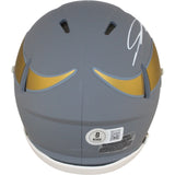 Jordan Addison Autographed Minnesota Vikings Slate Mini Helmet Beckett 53889