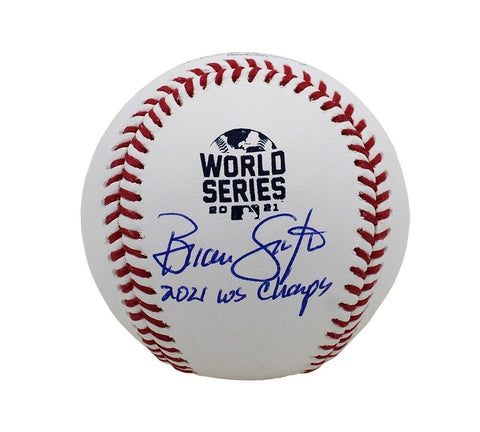 Brian Snitker Signed Braves Rawlings OML White MLB Baseball w/ "2021 WS Champs"