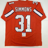 Autographed/Signed Justin Simmons Denver Retro Orange Football Jersey PSA/DNA CO