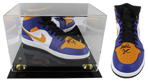 Magic Johnson Signed Left Nike Air Jordan 1 2022 Lakers Shoe w/ Case BAS Wit