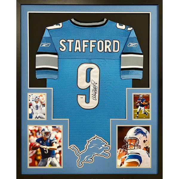 Matt Stafford Autographed Signed Framed Detroit Lions Jersey PSA/DNA
