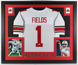 Justin Fields Signed Ohio State Buckeyes 35x43 Framed Jersey (JSA) N Y Jets Q.B.