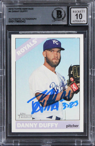 Royals Danny Duffy Signed 2015 Topps Heritage #4 Card Auto 10! BAS Slabbed