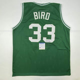 Autographed/Signed Larry Bird Boston Green Basketball Jersey PSA/DNA COA