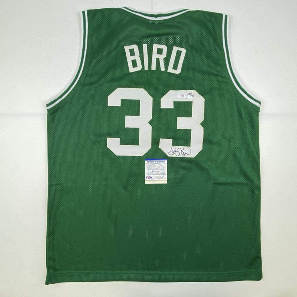 Autographed/Signed Larry Bird Boston Green Basketball Jersey PSA/DNA COA