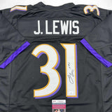 Autographed/Signed Jamal Lewis Baltimore Black Football Jersey JSA COA