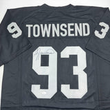 Autographed/Signed Greg Townsend Oakland Black Football Jersey JSA COA