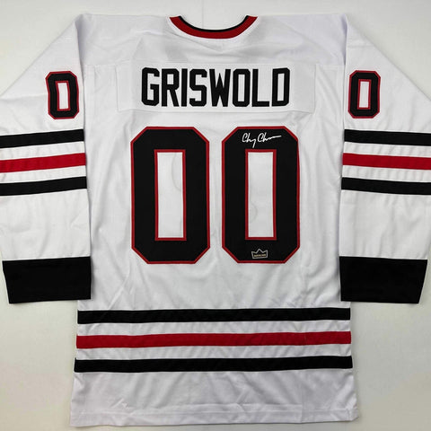 Chevy Chase signed auto Clark Griswold Chicago Blackhawks Pro Player jersey  BAS