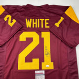 Autographed/Signed LenDale White USC Southen Cal Maroon College Jersey JSA COA