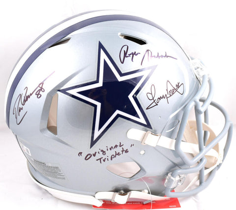 Pearson Staubach Dorsett Signed Cowboys F/S Speed Authentic Helmet-BeckettW Holo