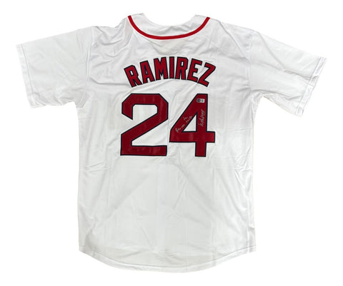 Manny Ramirez Boston Signed White Baseball Jersey Reverse The Curse BAS