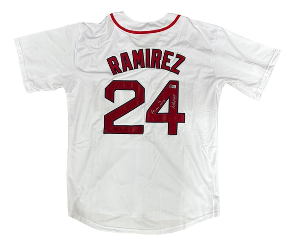 Manny Ramirez Boston Signed White Baseball Jersey Reverse The Curse BAS