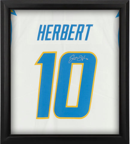 Justin Herbert Chargers FRMD Signed Nike White Limited Jersey Shadowbox