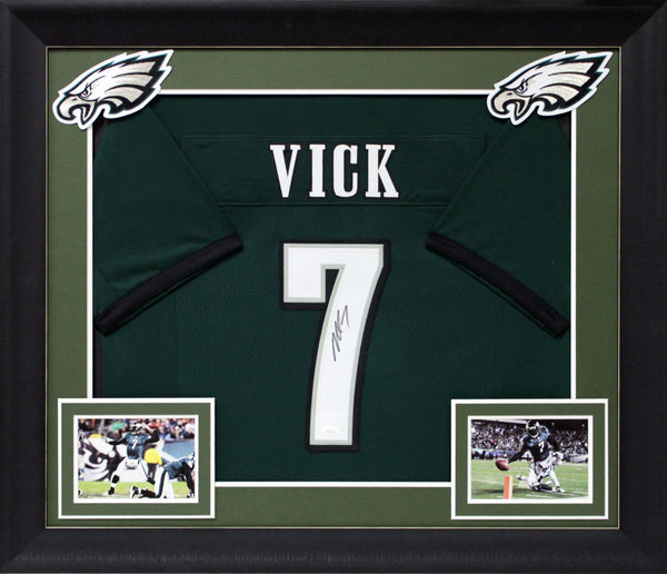 Michael Vick Authentic Signed Green Pro Style Framed Jersey JSA Witness