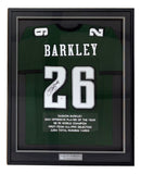 Saquon Barkley Philadelphia Signed Framed Green Stat Football Jersey PSA/DNA