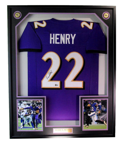 Derrick Henry Signed/Autographed Baltimore Ravens Jersey Framed Beckett 198139