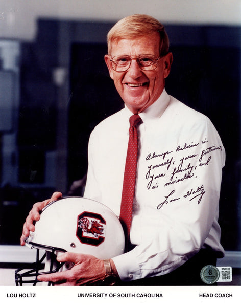 Lou Holtz Autographed South Carolina Gamecocks 8x10 Photo Miracles Beckett 56633