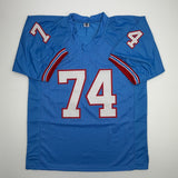 Autographed/Signed Bruce Matthews Houston Blue Football Jersey Beckett COA
