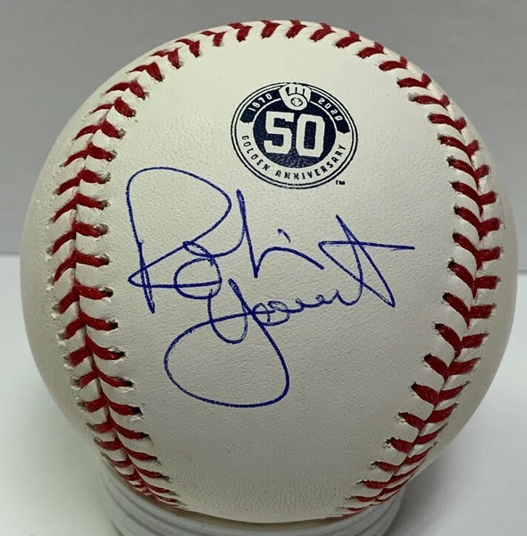 Brewers ROBIN YOUNT Signed Official MLB 50th Anninversary Logo Baseball AUTO JSA