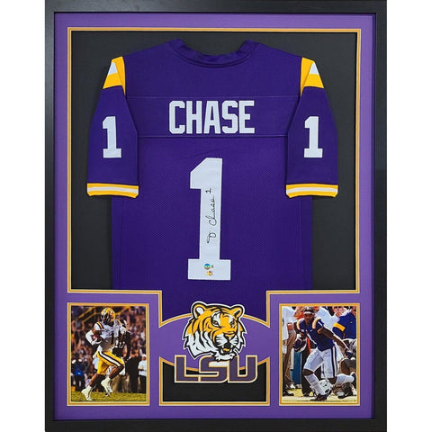 Ja'Marr Chase Autographed Framed LSU Tigers Jersey
