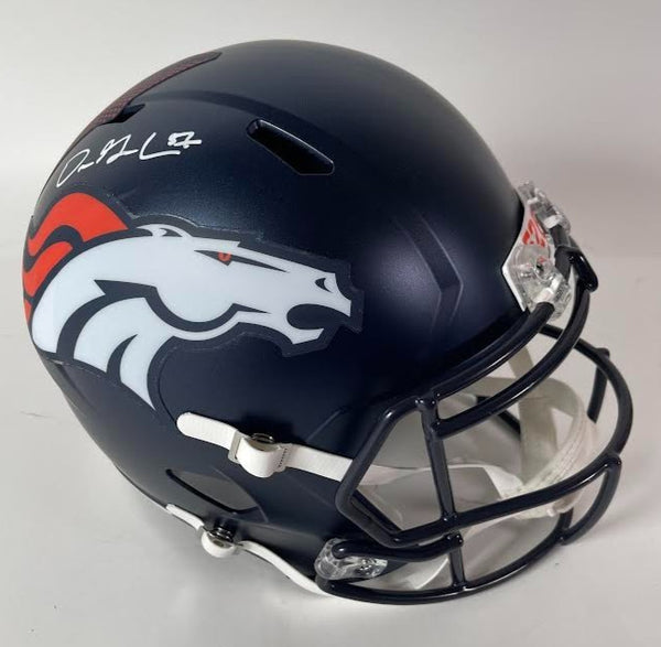 Dre Greenlaw Autographed Denver Broncos Navy Full-Size Replica Helmet - BAS COA
