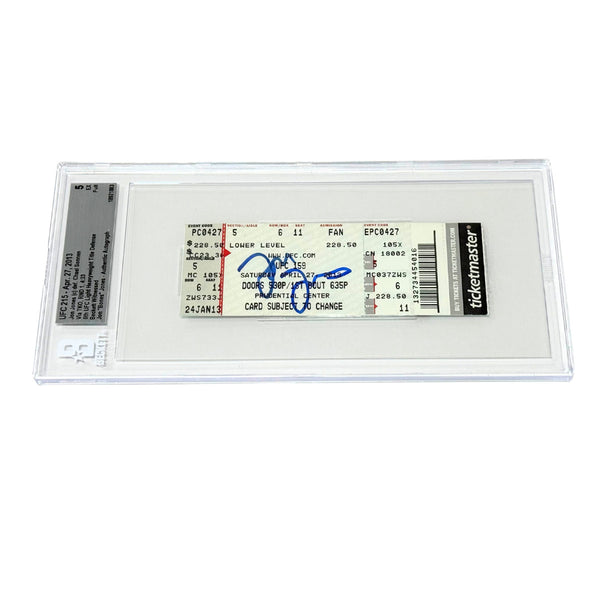 Jon Jones Signed 2013 UFC 215 6th Title Defense vs Sonnen Ticket - BGS 5