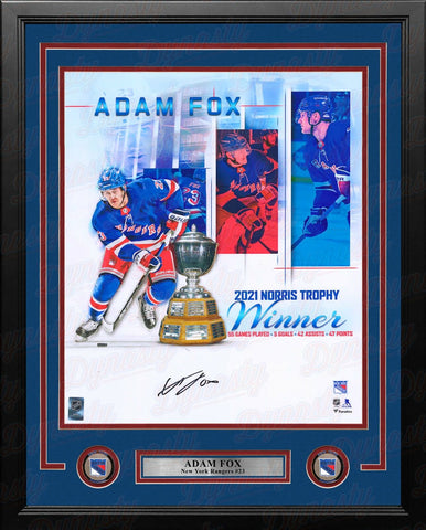 Adam Fox Norris Trophy NY Rangers Autographed 16x20 Framed Hockey Photo Fanatics