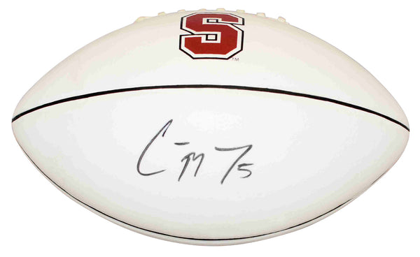 CHRISTIAN McCAFFREY SIGNED STANFORD CARDINAL NIKE WHITE LOGO FOOTBALL BECKETT