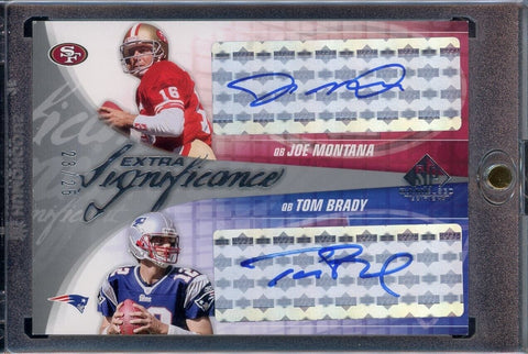 2004 Upper Deck SP Game Used Significance Joe Montana Tom Brady Dual Auto #/25