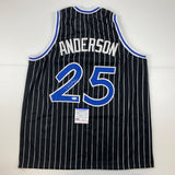 Autographed/Signed Nick Anderson Orlando Black Pinstripe Jersey PSA/DNA COA