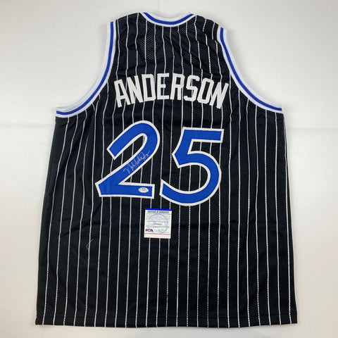Autographed/Signed Nick Anderson Orlando Black Pinstripe Jersey PSA/DNA COA