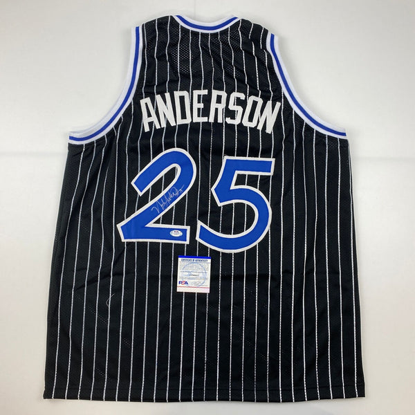 Autographed/Signed Nick Anderson Orlando Black Pinstripe Jersey PSA/DNA COA