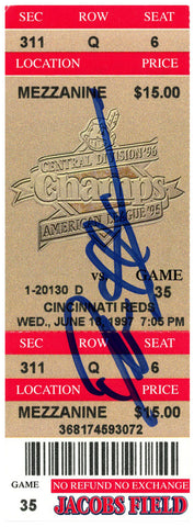 Deion Sanders Signed Cincinnati Reds 6/18/1997 @ Indians Ticket BAS 37173