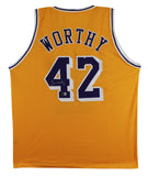 James Worthy Authentic Signed Yellow Pro Style Jersey Autographed BAS Witnessed