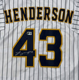 LOGAN HENDERSON Signed Custom Replica Pinstripe Brewers Jersey AUTO - BAS