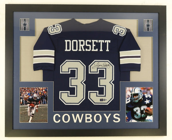 Tony Dorsett Signed Dallas Cowboys 35"x 43" Framed Jersey (Beckett) Running Bck