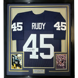 FRAMED Signed RUDY RUETTIGER 35x39 Notre Dame Blue Jersey JSA COA