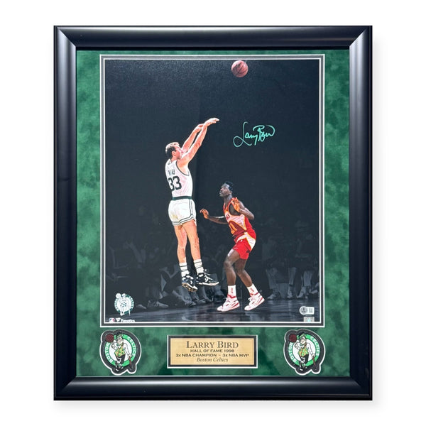 Larry Bird Signed Autographed Photo Custom Framed to 20x24 Beckett