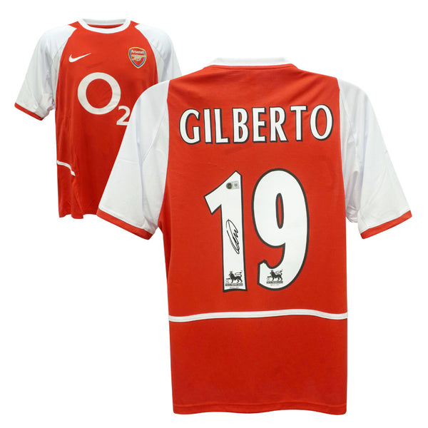 Gilberto Silva Signed Arsenal Soccer Jersey #19 with Beckett COA