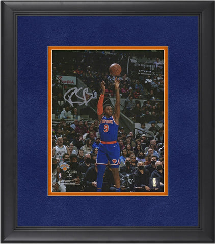 RJ Barrett New York Knicks Framed Signed 8" x 10" Blue Shooting Photo