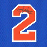 FRMD Larry Johnson Knicks Autographed Mitchell & Ness 1988-99 Authentic Jersey