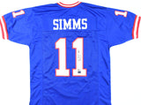 Phil Simms Autographed Blue Pro Style Jersey - Beckett W Hologram *Black