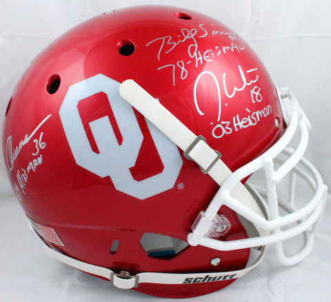 White Owens Sims Autographed OU F/S Schutt Authentic Helmet w/Insc - JSA W Auth