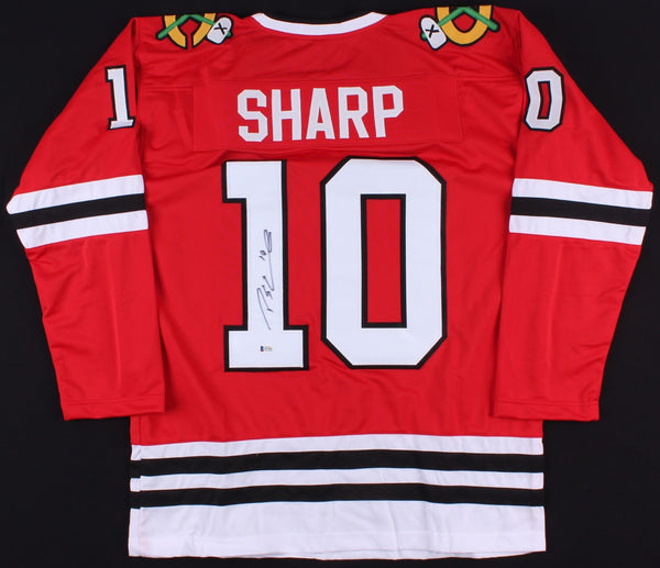 Patrick Sharp Signed Blackhawks Jersey (Beckett COA) Chicago 3xStanley Cup Champ