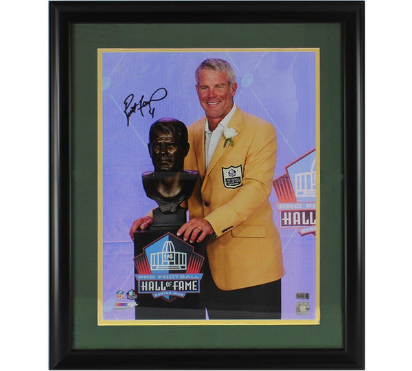 Brett Favre Signed Green Bay Packers Framed 16x20 NFL Hall of Fame Speech Photo
