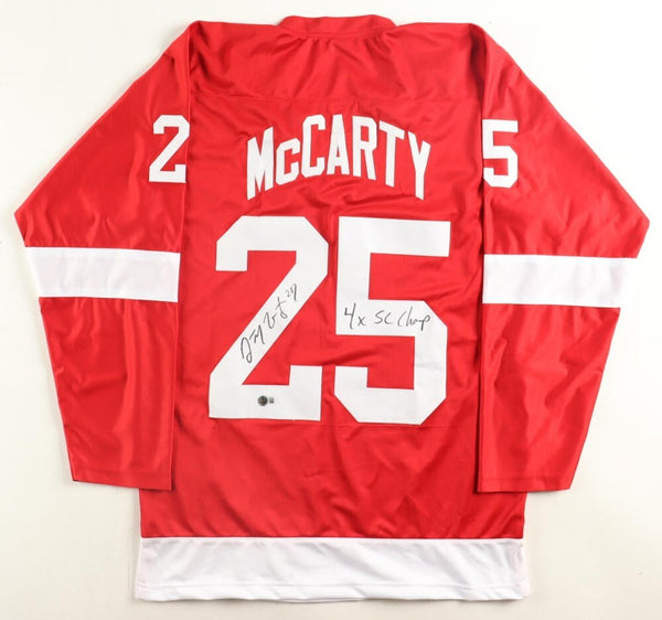 Darren McCarty Signed Detroit Red Wings Jersey Inscribed "4x SC Champ" (Beckett)