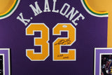 Karl Malone Autographed Utah Jazz Mitchell & Ness Purple HOF Framed Jersey JSA