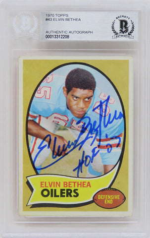 Elvin Bethea Autographed 1970 Topps Rookie Card #43 w/HOF'03 - (Beckett)
