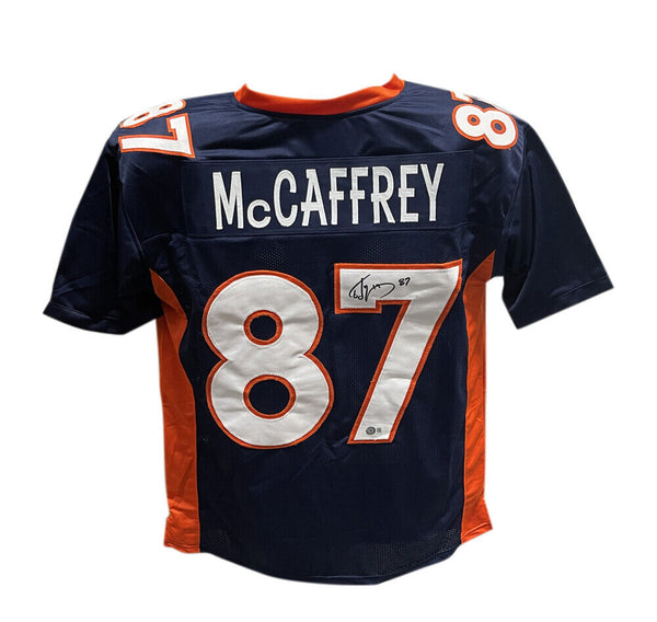 Ed McCaffrey Autographed/Signed Pro Style Jersey Navy Beckett 40250